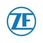 ZF-Logo in Blau, bestehend aus den Buchstaben Z und F, umgeben von einem Kreis.