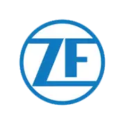 ZF-Logo in Blau, bestehend aus den Buchstaben Z und F, umgeben von einem Kreis.