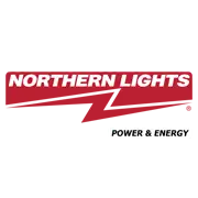 Northern Lights Logo mit rotem Hintergrund und dem Zusatz "Power & Energy" in einem weißen Kasten.